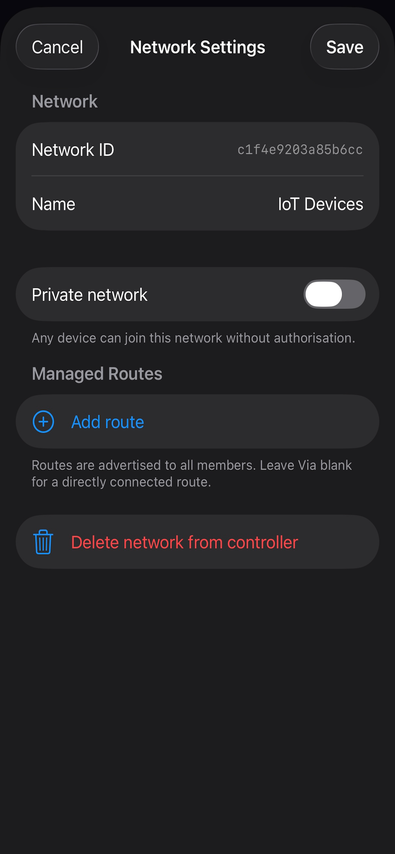 Manage ZeroTier Networks gallery image
