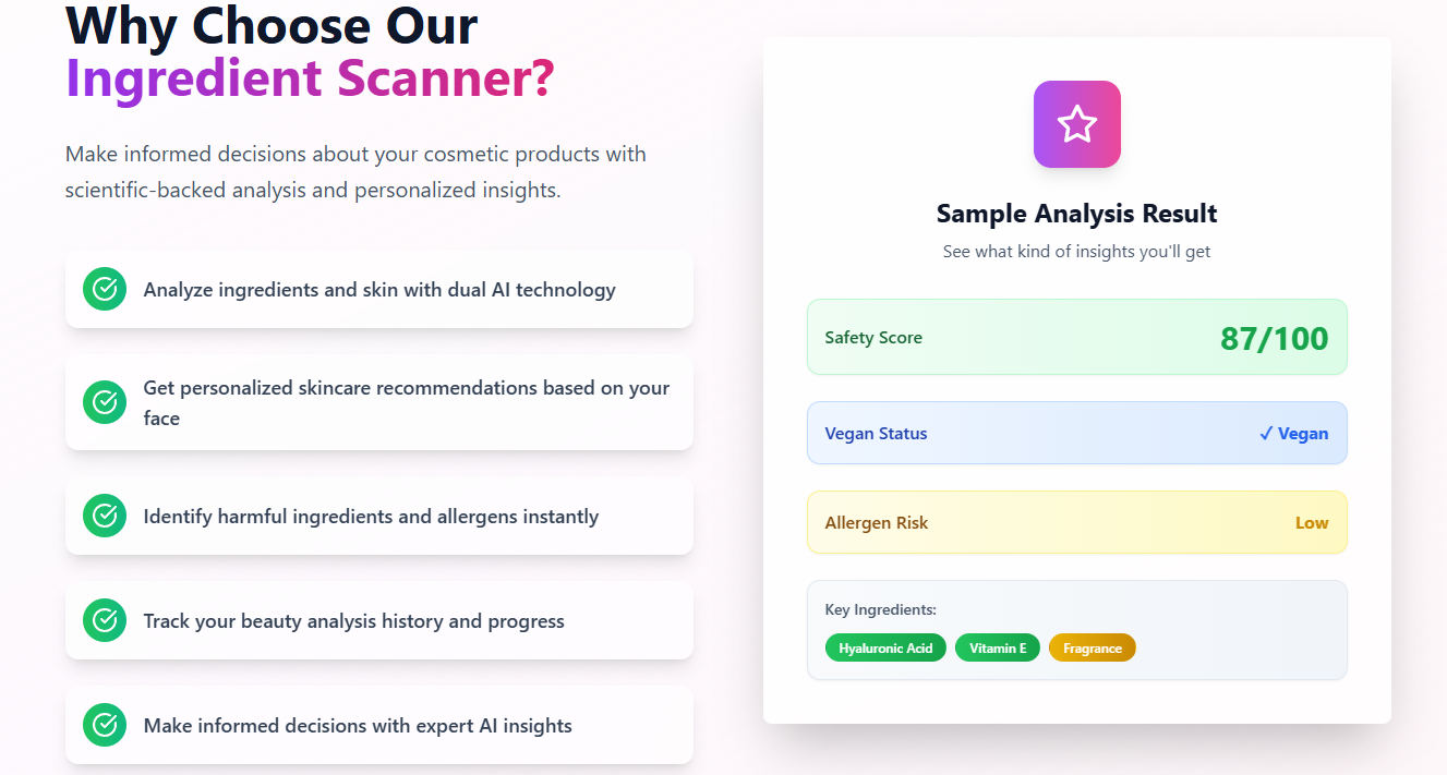 Média Ai de Purerescan - Analyse instantanée basée sur l'IA des cosmétiques et des affections cutanées. 2