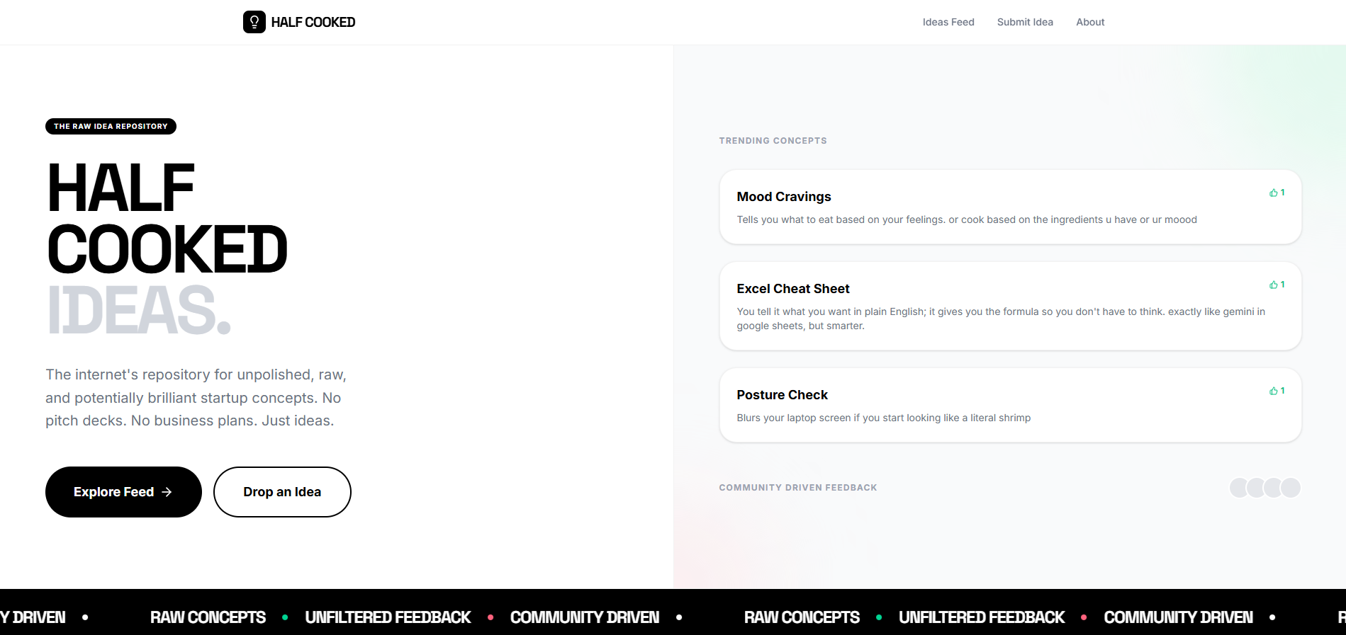 Half Cooked Ideas - Product Hunt launch logo and brand identity