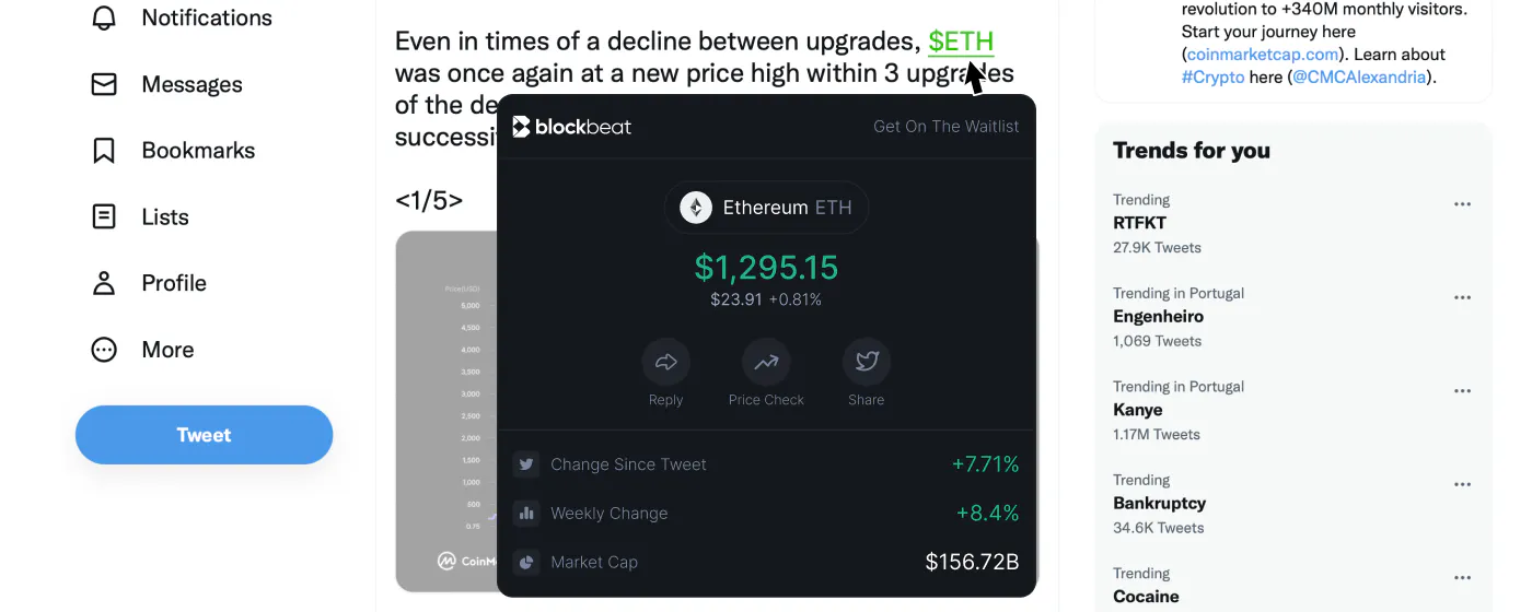 BlockBeat Crypto Hover Chrome Extension gallery image