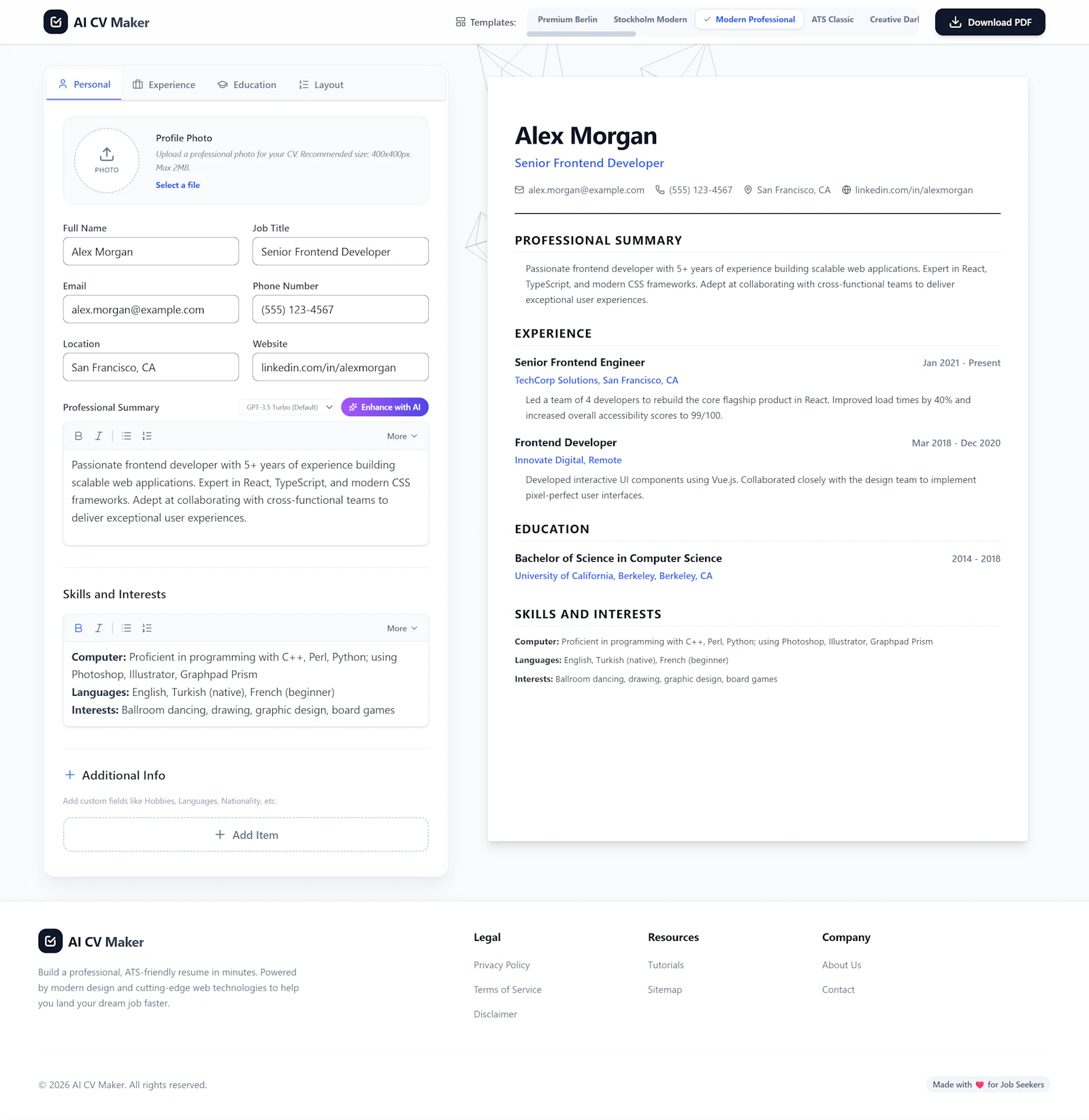 AI CV/Resume Maker screenshot 1