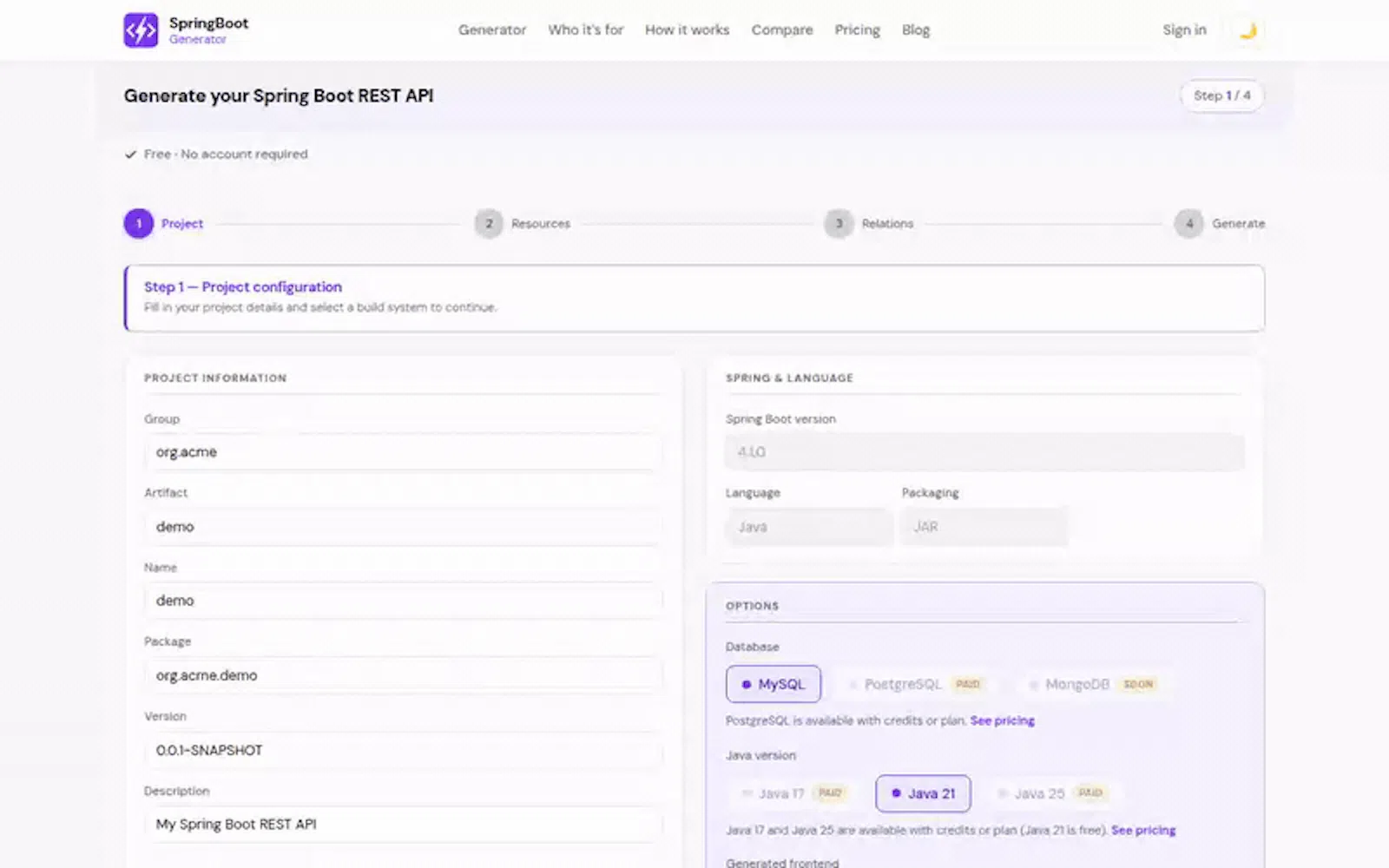 SpringBoot Generator screenshot 2