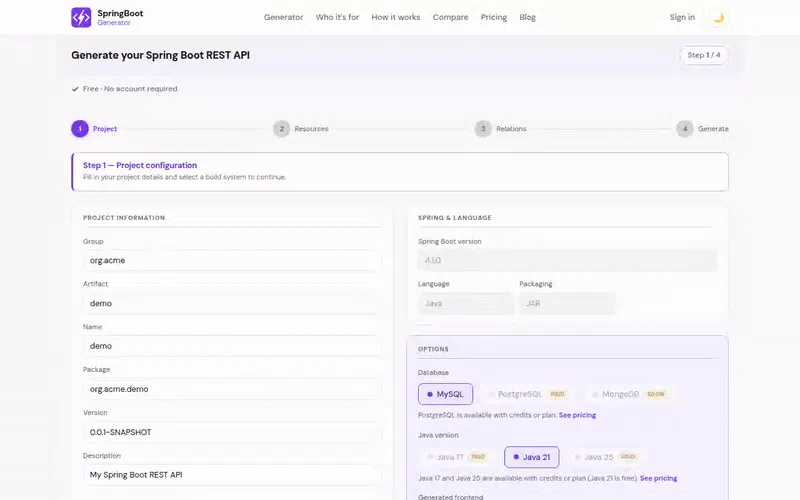 SpringBoot Generator screenshot 2
