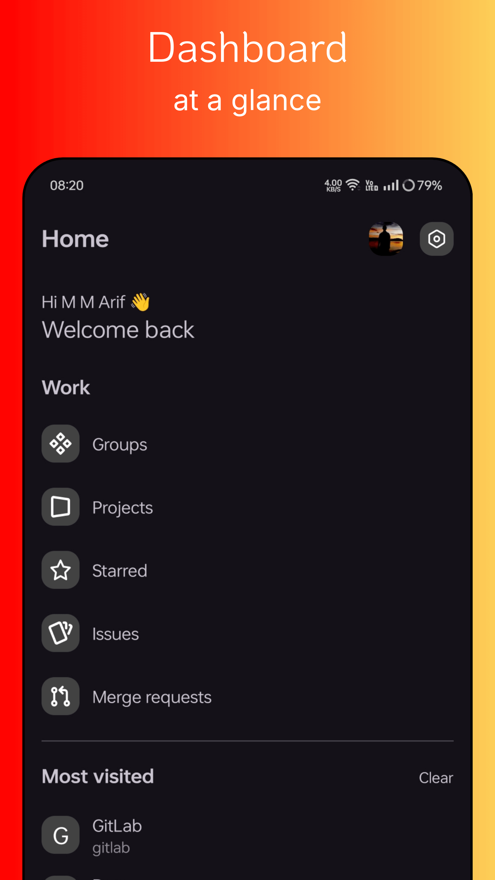 Mídia 3 de Labnex - Aplicativo nativo do Android para Gitlab