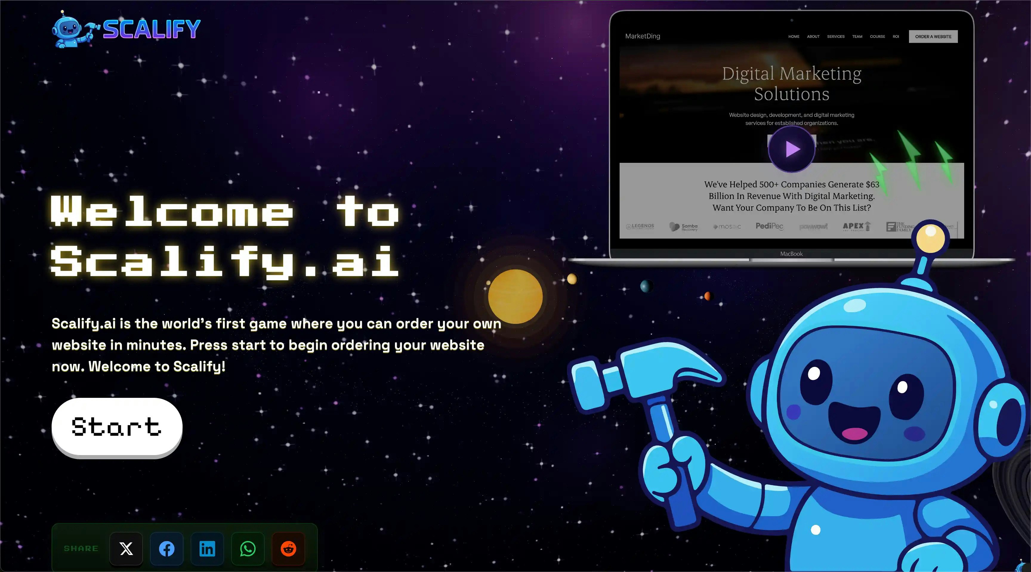 Scalify.ai - Main product screenshot demonstrating key features and user interface