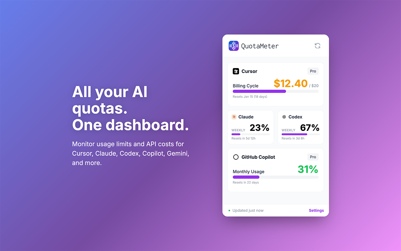 QuotaMeter - Main product screenshot demonstrating key features and user interface