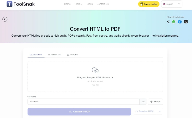 ToolSnak – HTML to PDF Converter screenshot 2