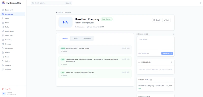 SwiftDesign CRM screenshot 3