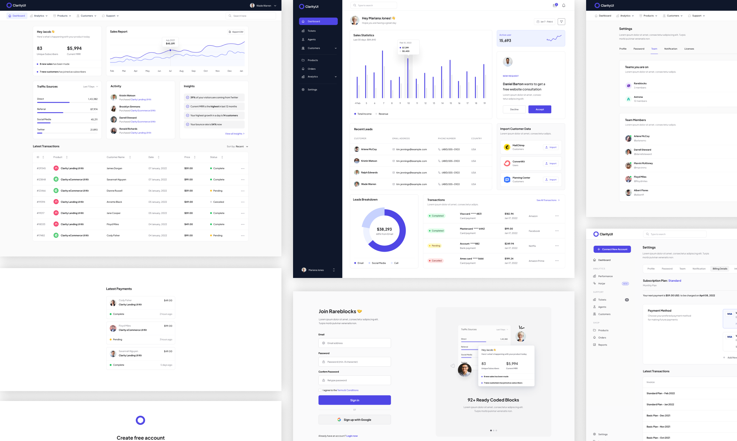 Clarity Dashboard UI gallery image