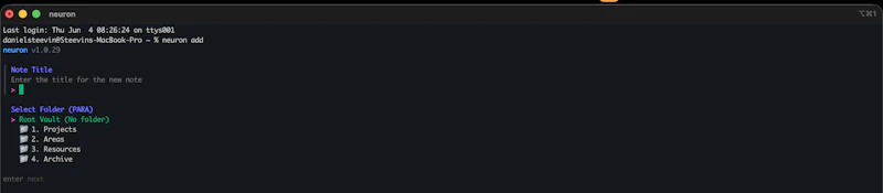neuron-cli screenshot 2