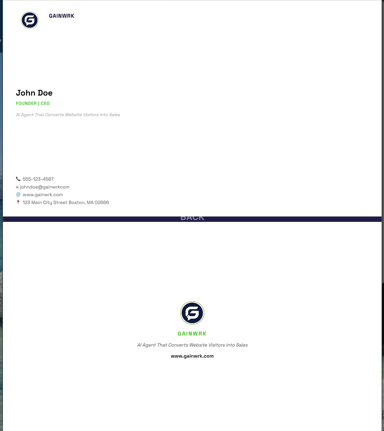 Free Business Card Creator gallery image