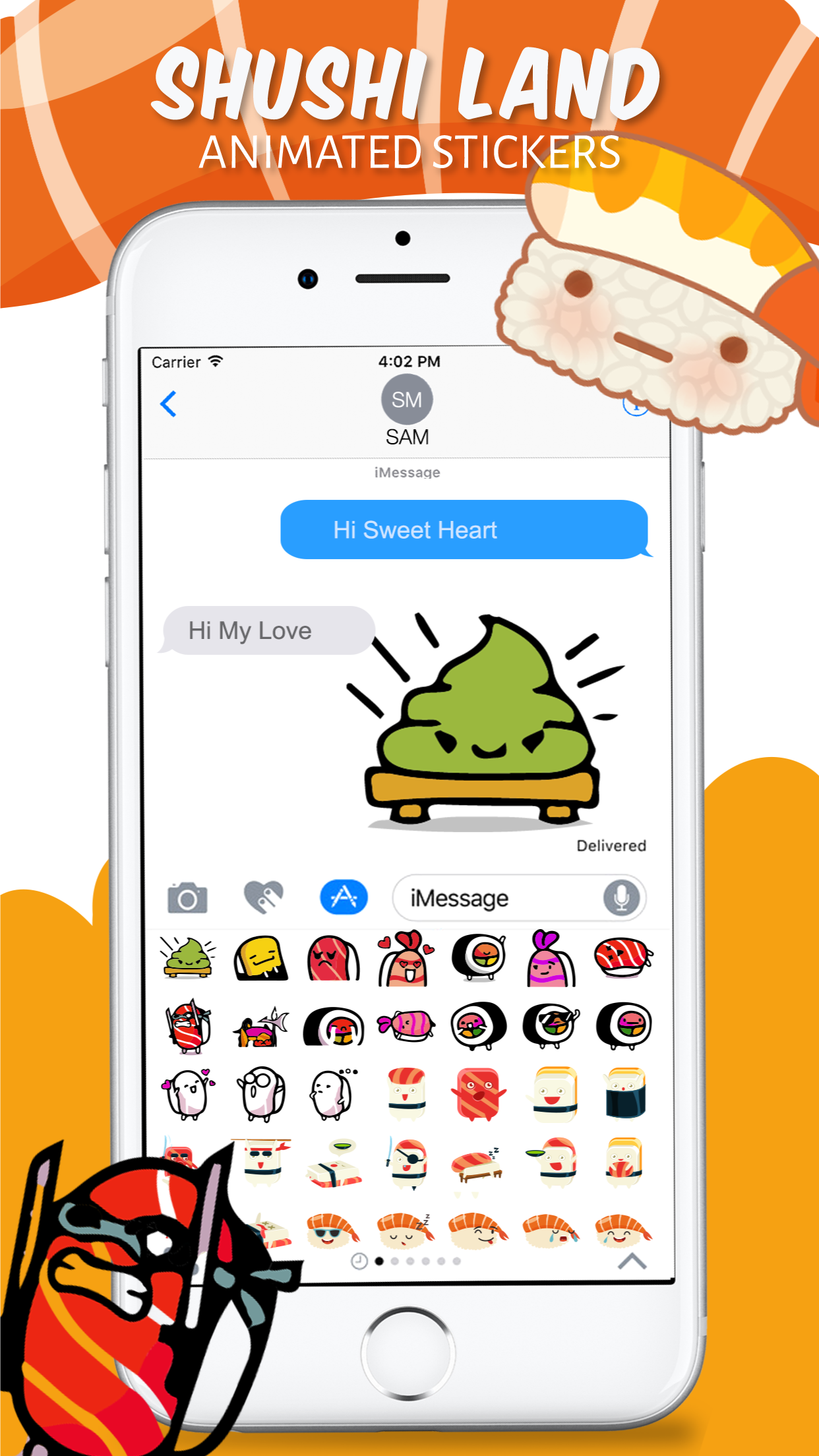 Animated Sushi Love Emojis iMessage gallery image