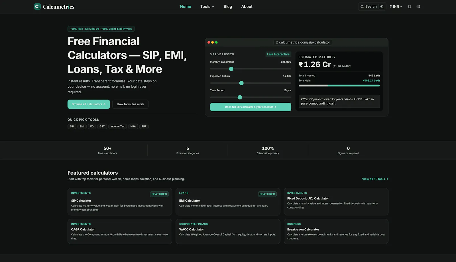 Calcumetrics screenshot 1