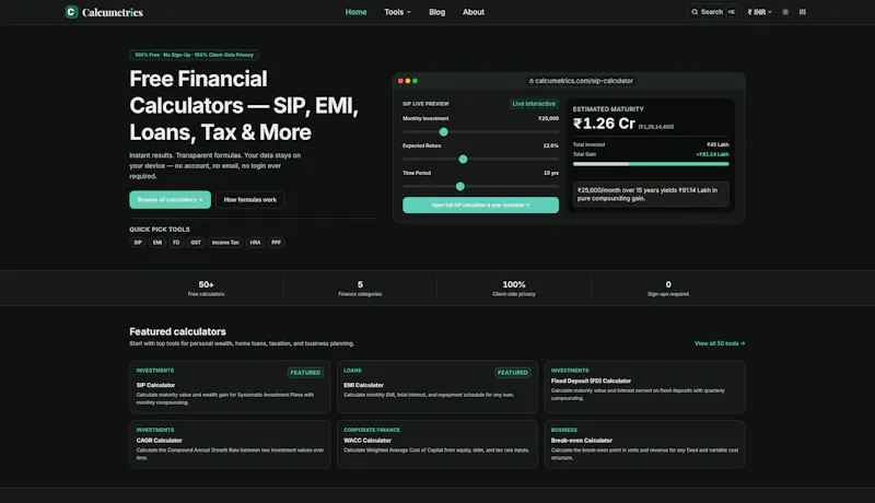 Calcumetrics screenshot 1