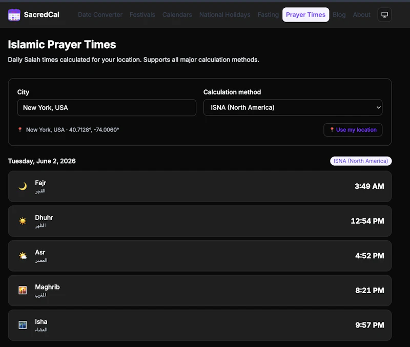 SacredCal screenshot 2