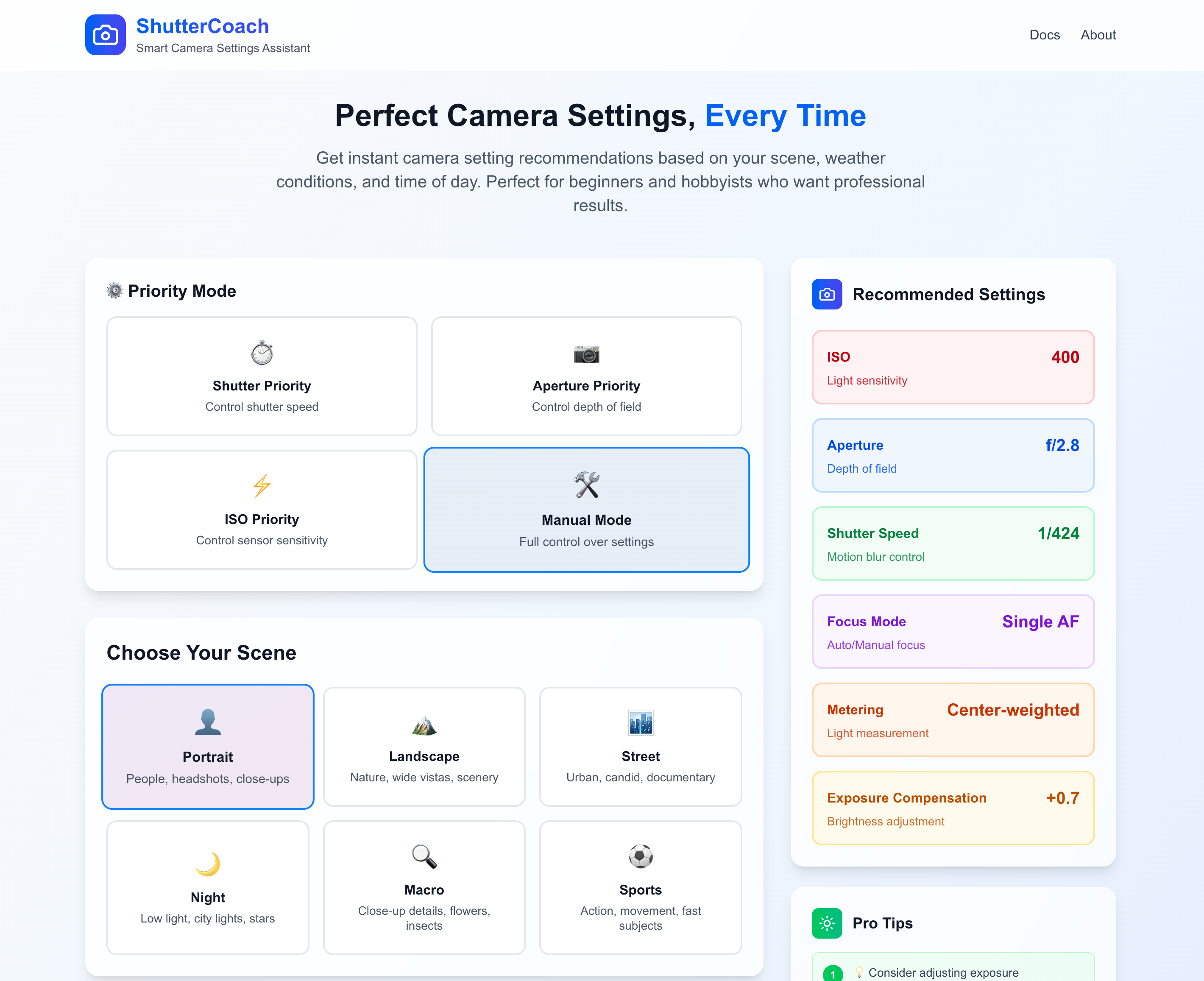 Média Brin - Paramètres de l'appareil photo basés sur la météo pour les photographes 1