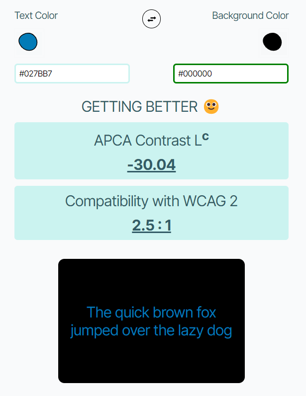 Média Outil de contraste de couleur - Outil pour vérifier le contraste des couleurs selon le dev WCAG 3 APCA 3