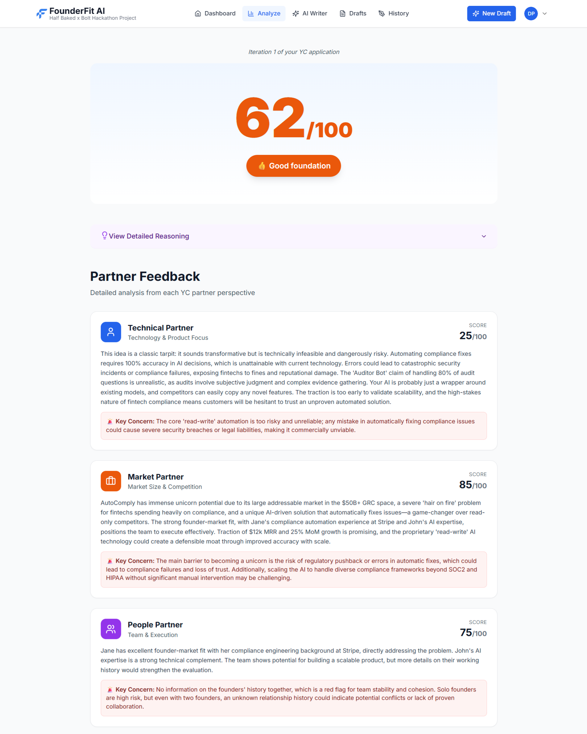FounderFit AI - Screenshot 4 showing product features and functionality