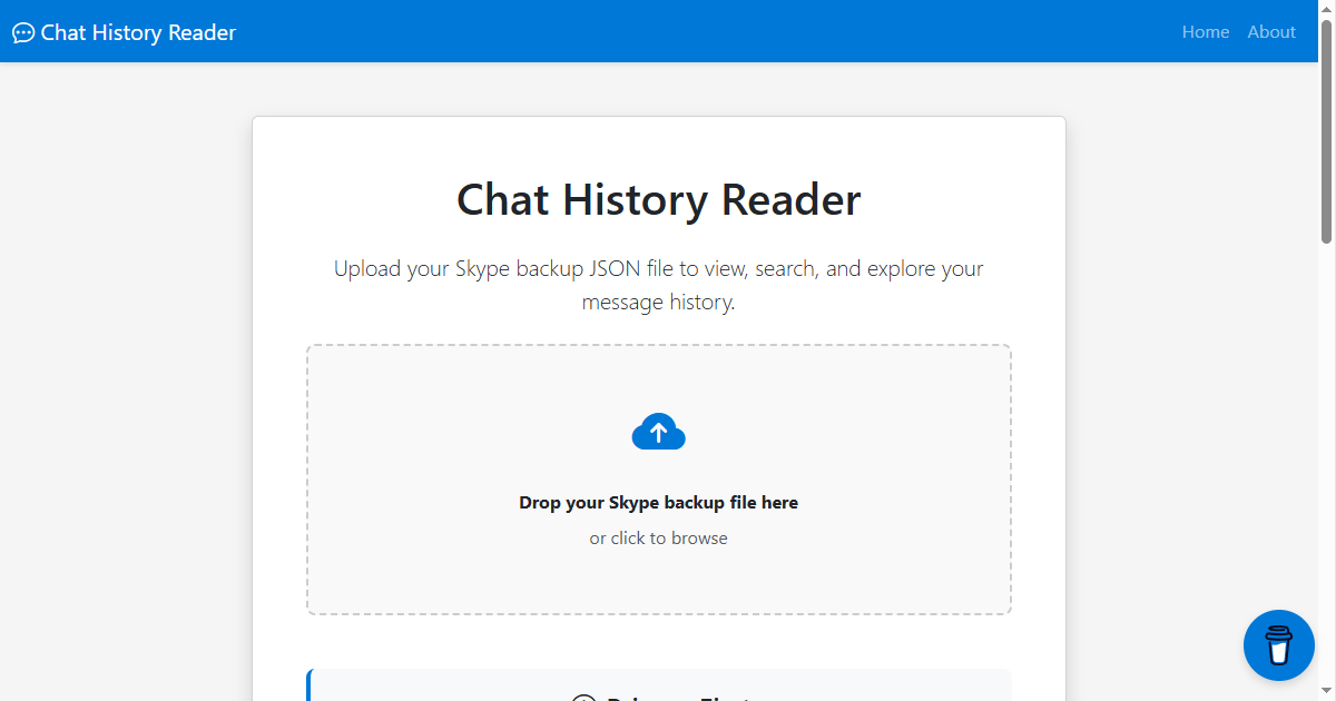 Chat History Reader - Web app to view, search, Skype message history media 1