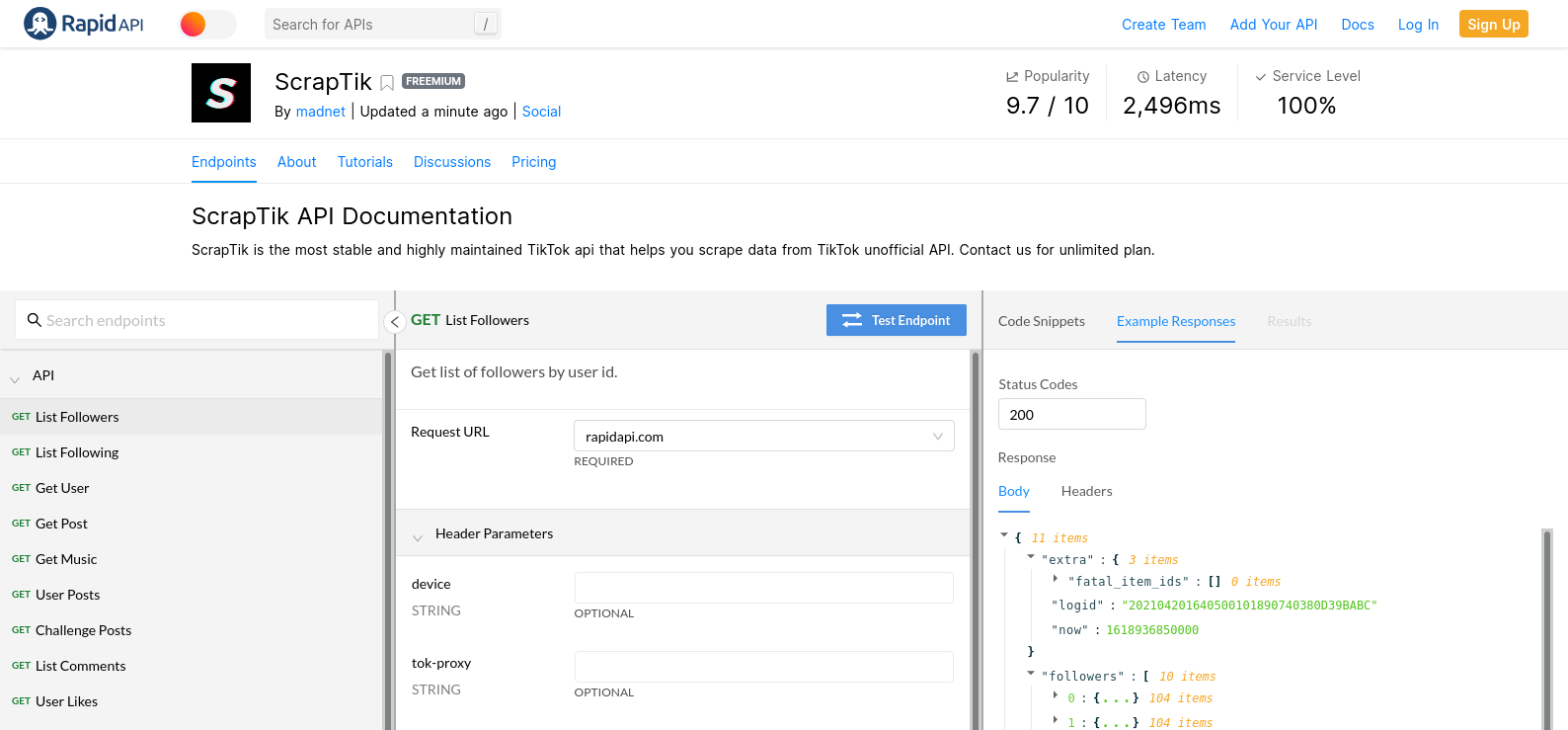 ScrapTik API gallery image