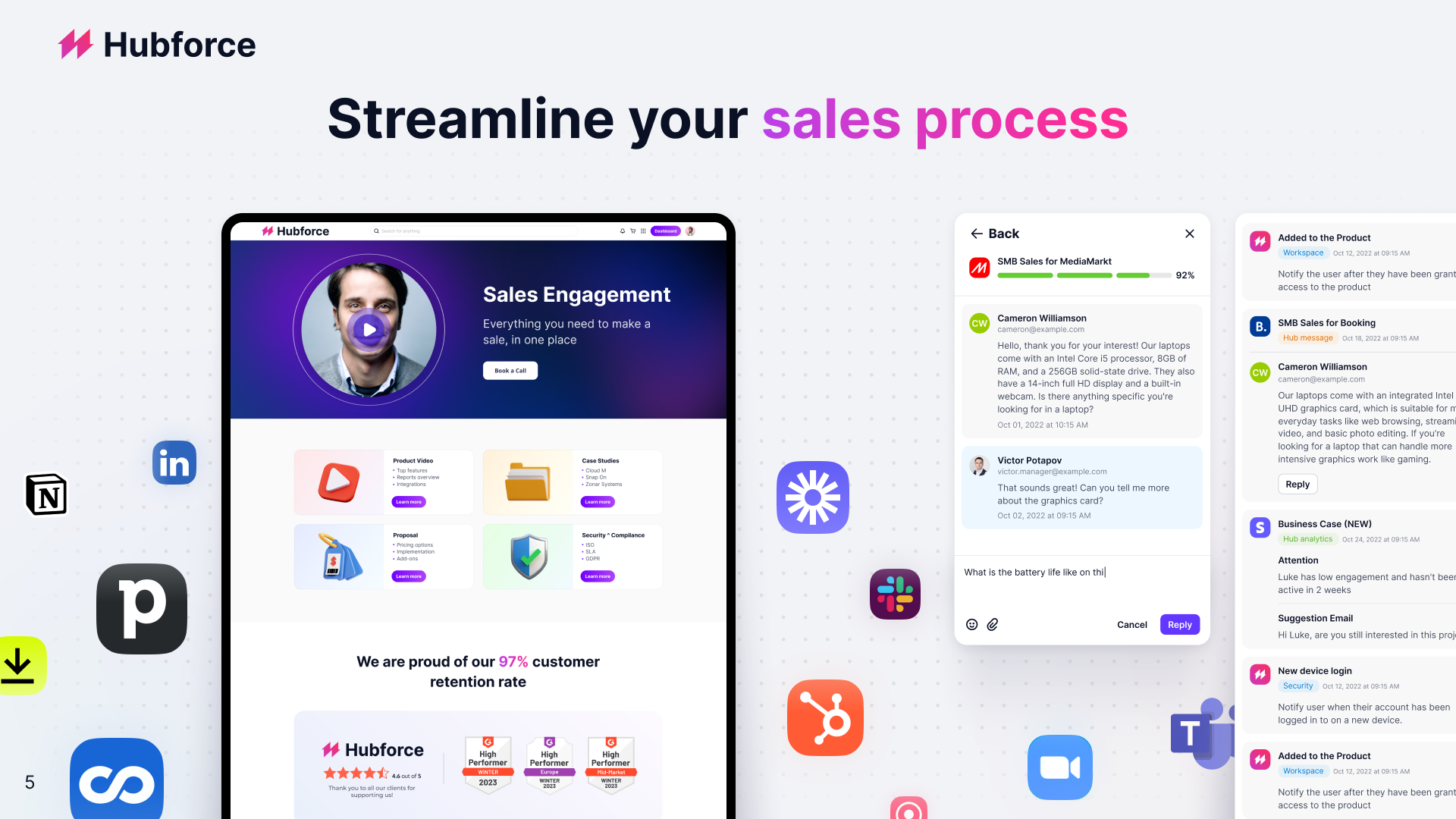 وسائط Hubforce - قم بإنشاء غرفة مبيعات رقمية لكل احتمال 5