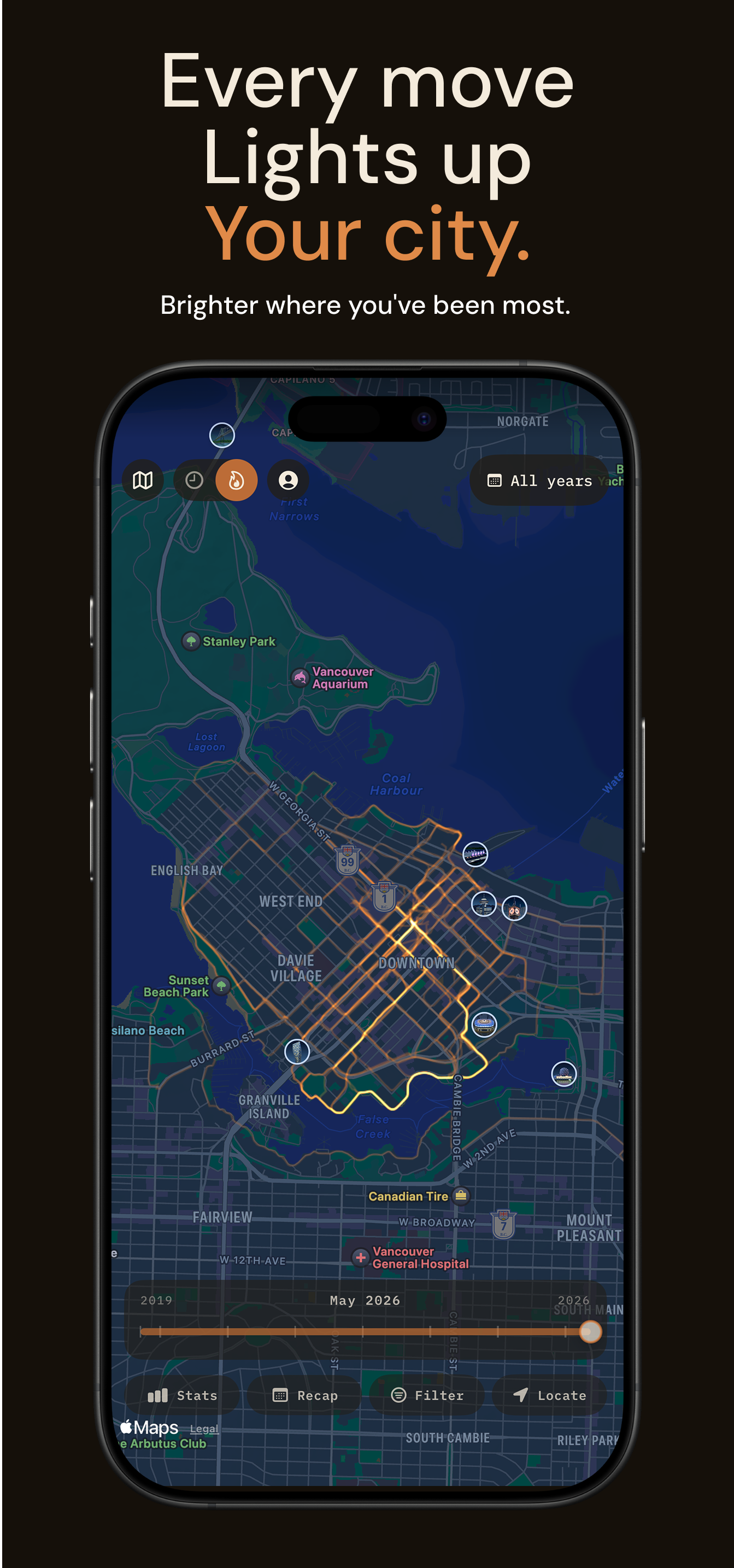 MoveMap: Lifetime GPS Heatmap gallery image