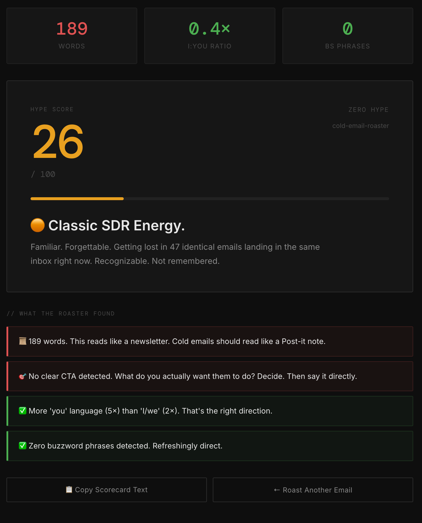 Cold Email Roaster gallery image