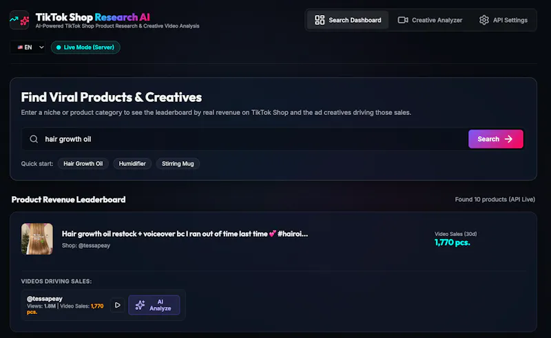 TikTok Shop AI Researcher screenshot 3