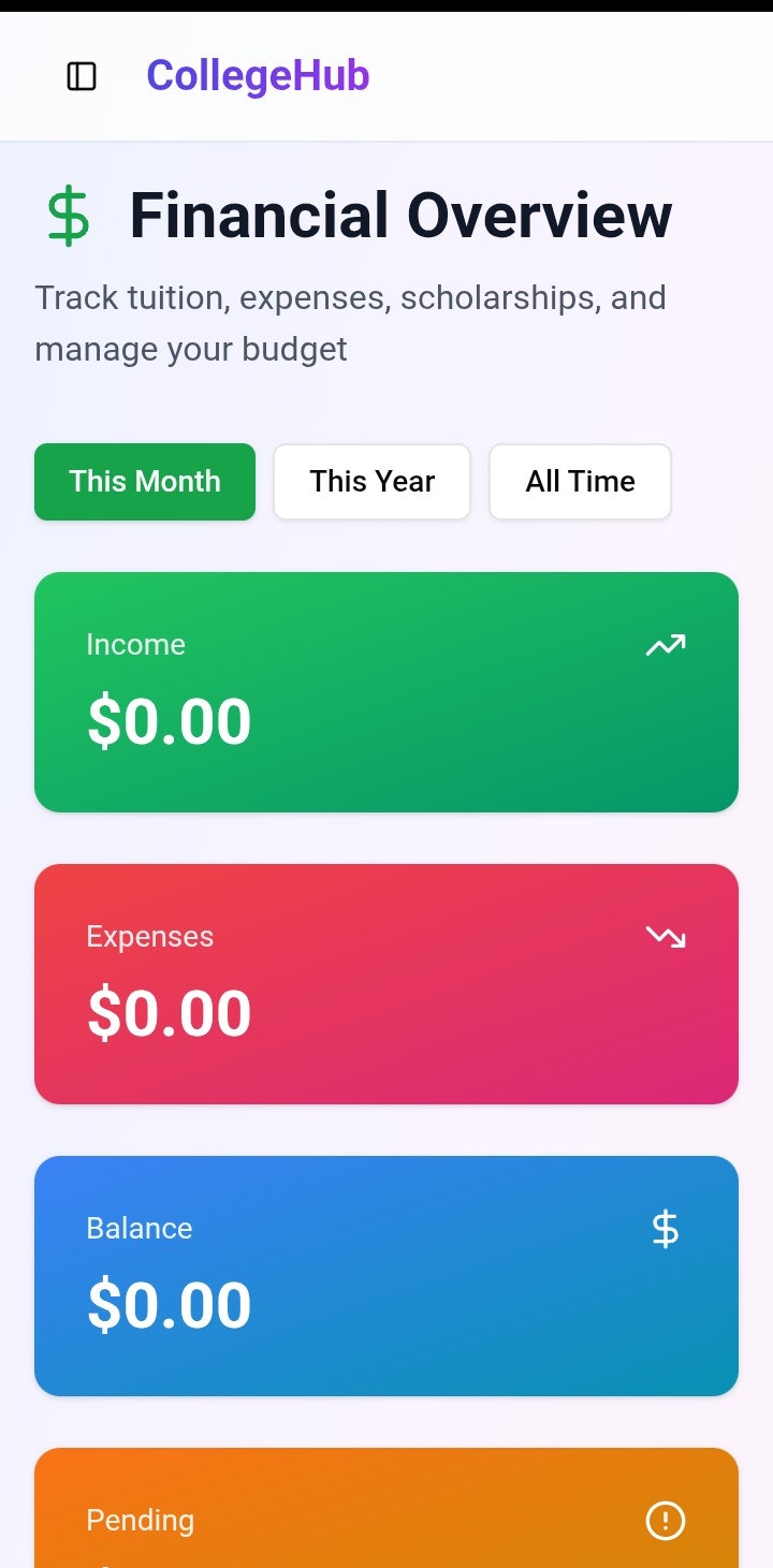 CollegeHub - Main product screenshot demonstrating key features and user interface