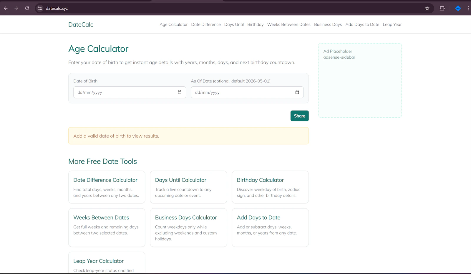DateCalc screenshot 3