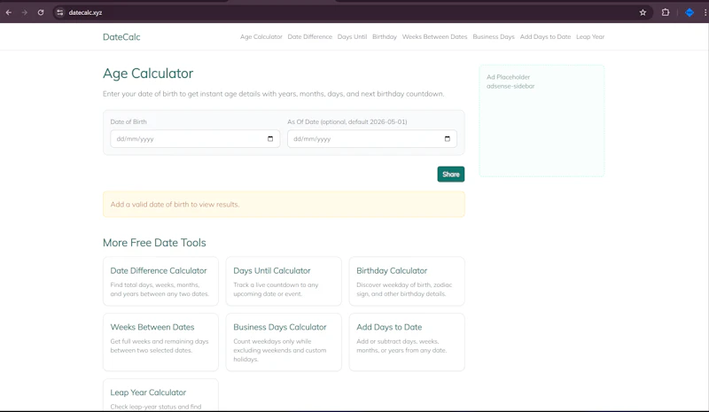 DateCalc screenshot 3