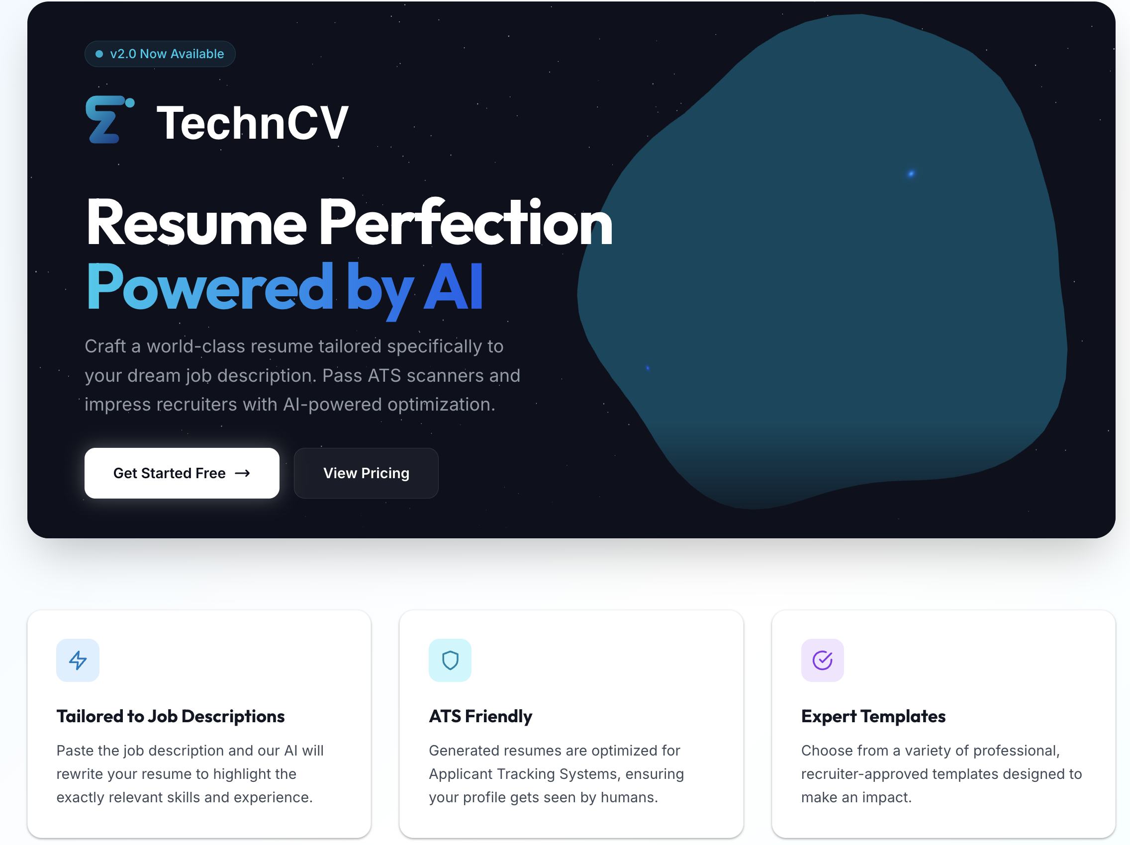 TechnCV - Main product screenshot demonstrating key features and user interface
