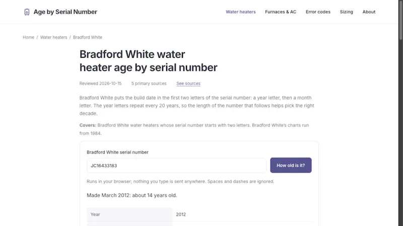 Age by Serial Number screenshot 3