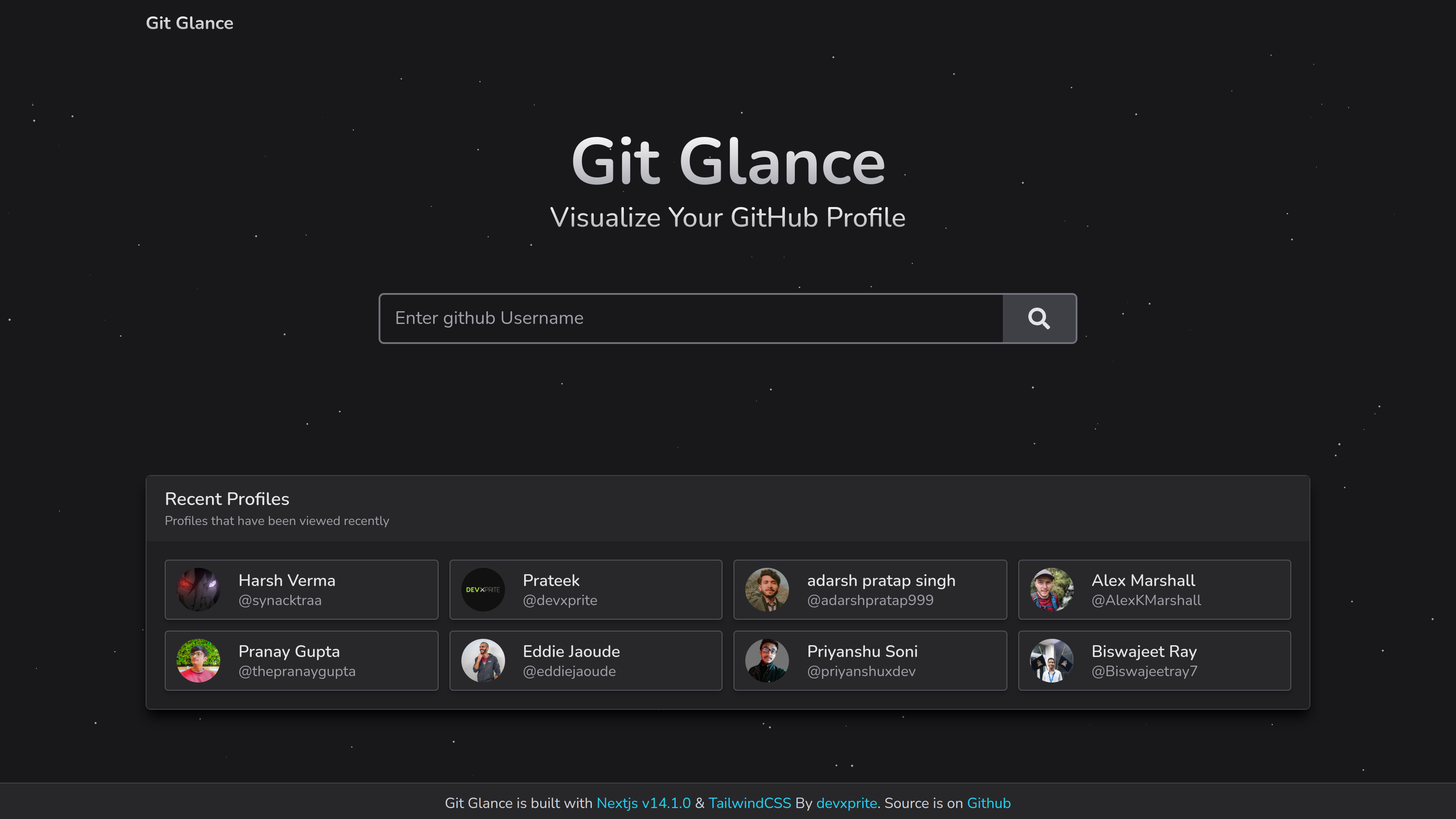 Média GitGlance - Outil pour visualiser le profil GitHub d'un développeur 1