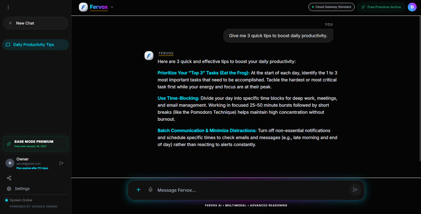 Fervox ai screenshot 2