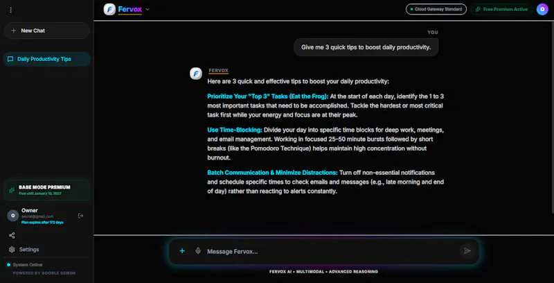 Fervox ai screenshot 2