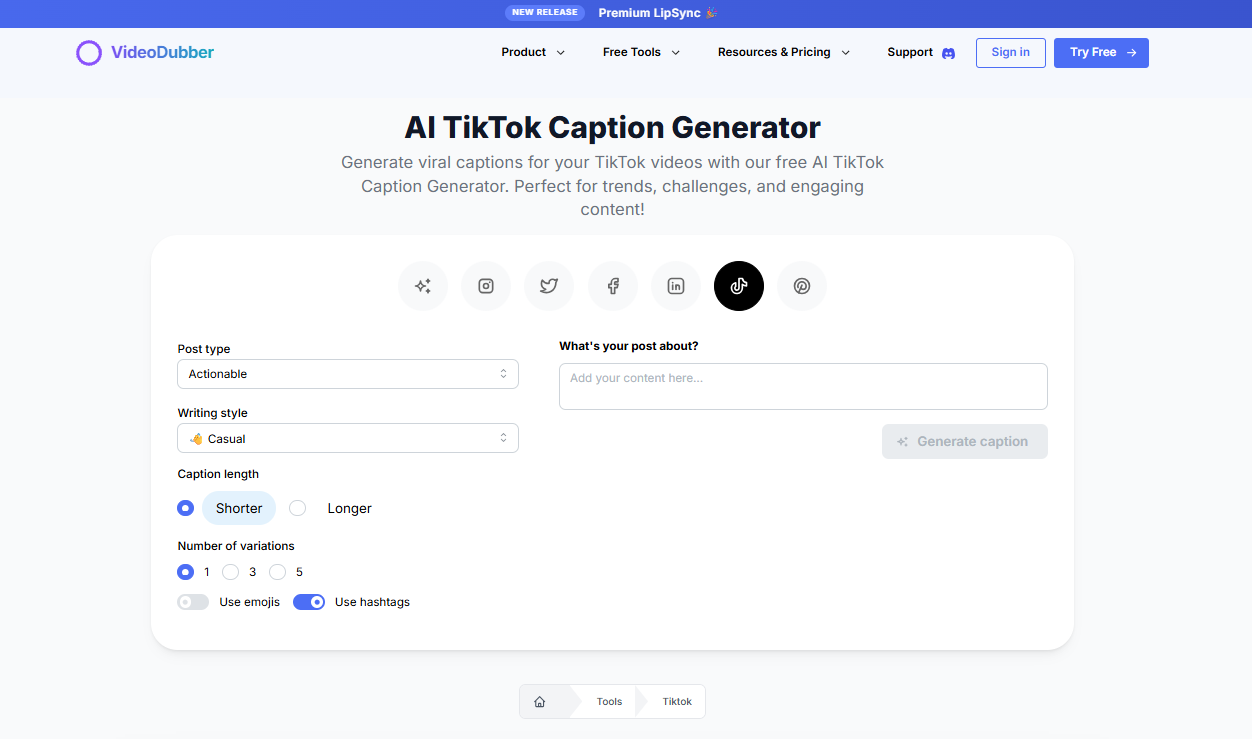 وسائط مولد توضيح Teltok - تسميات توضيحية فيديو مجانية Tiktok 2