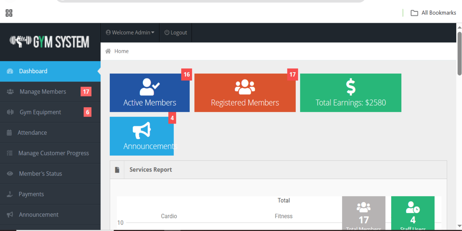 Gym Management System in PHP MySQL