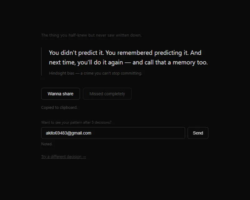 Point this at a decision you regret screenshot 2