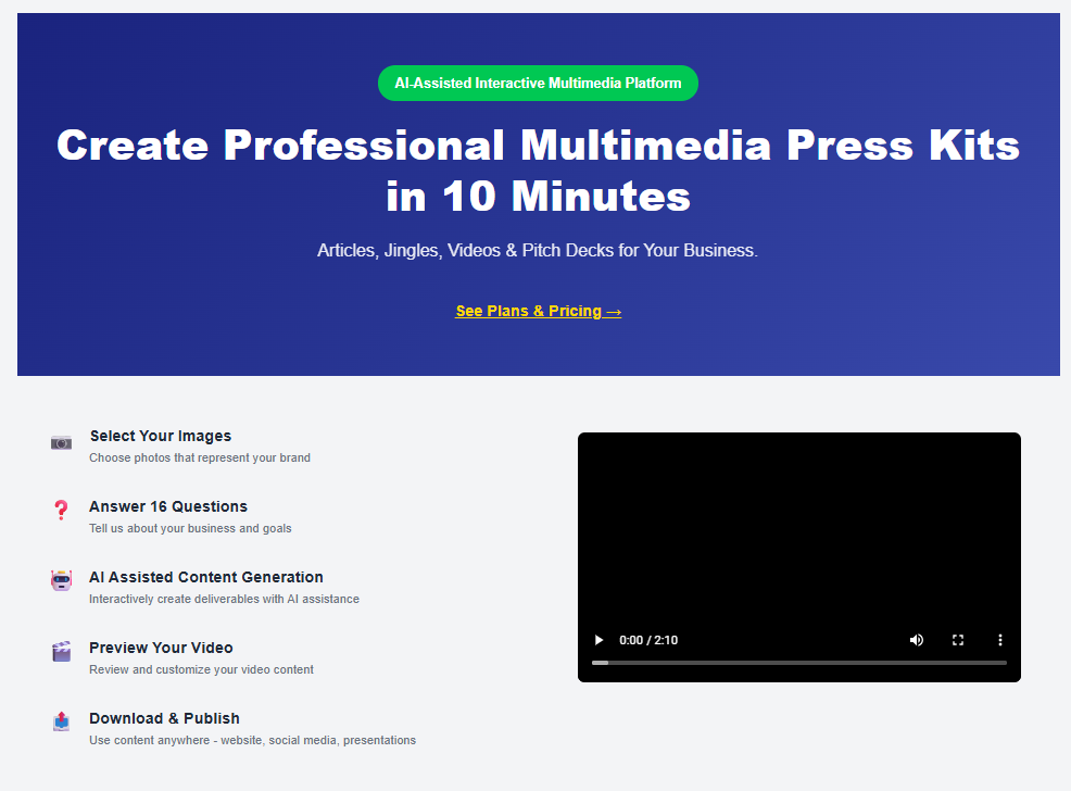 The Startup Video Press Release Builder media 1