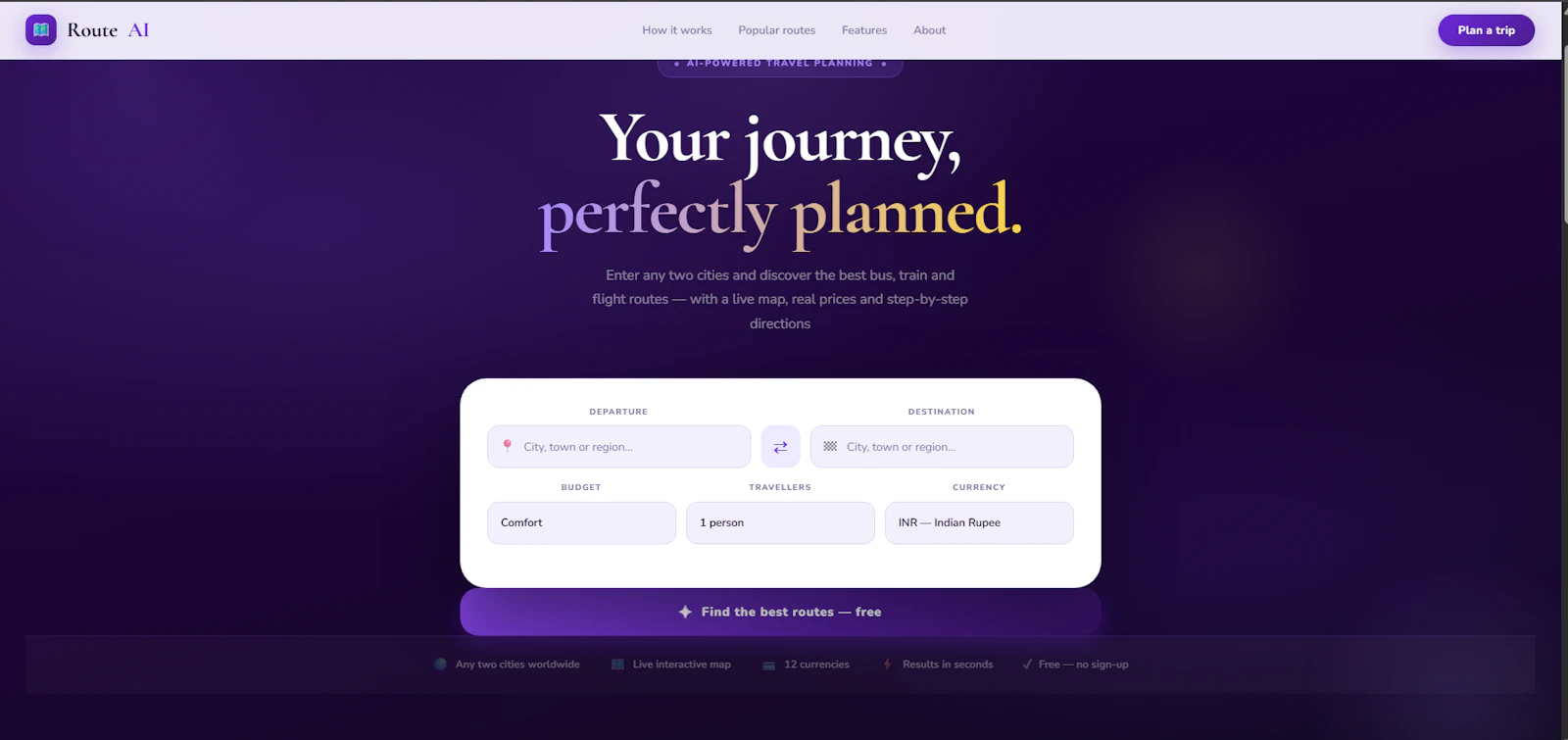 PlanRouteAI screenshot 1