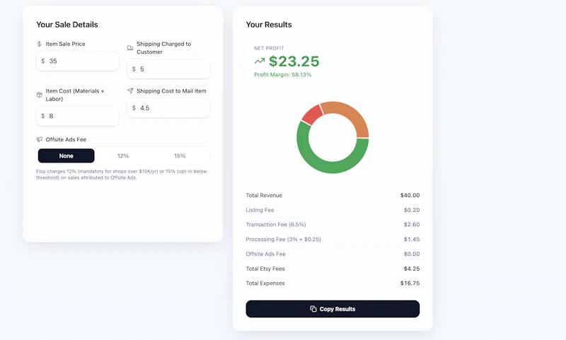 ToolsHub360 — Etsy Profit Calculator screenshot 1
