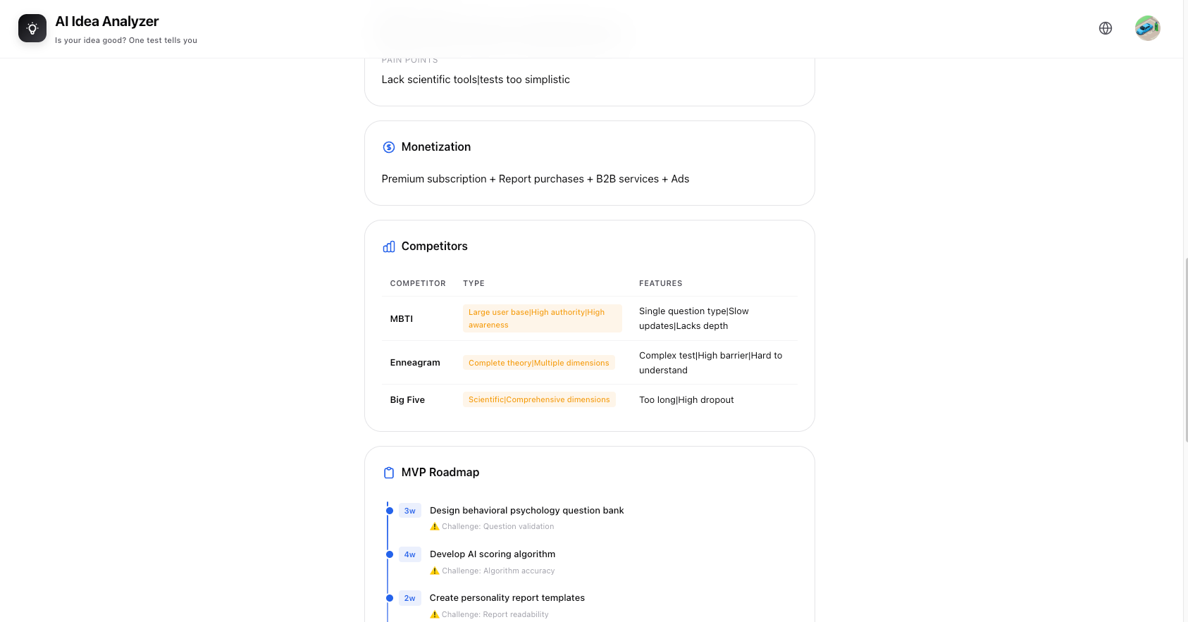 AI Idea Analyzer gallery image
