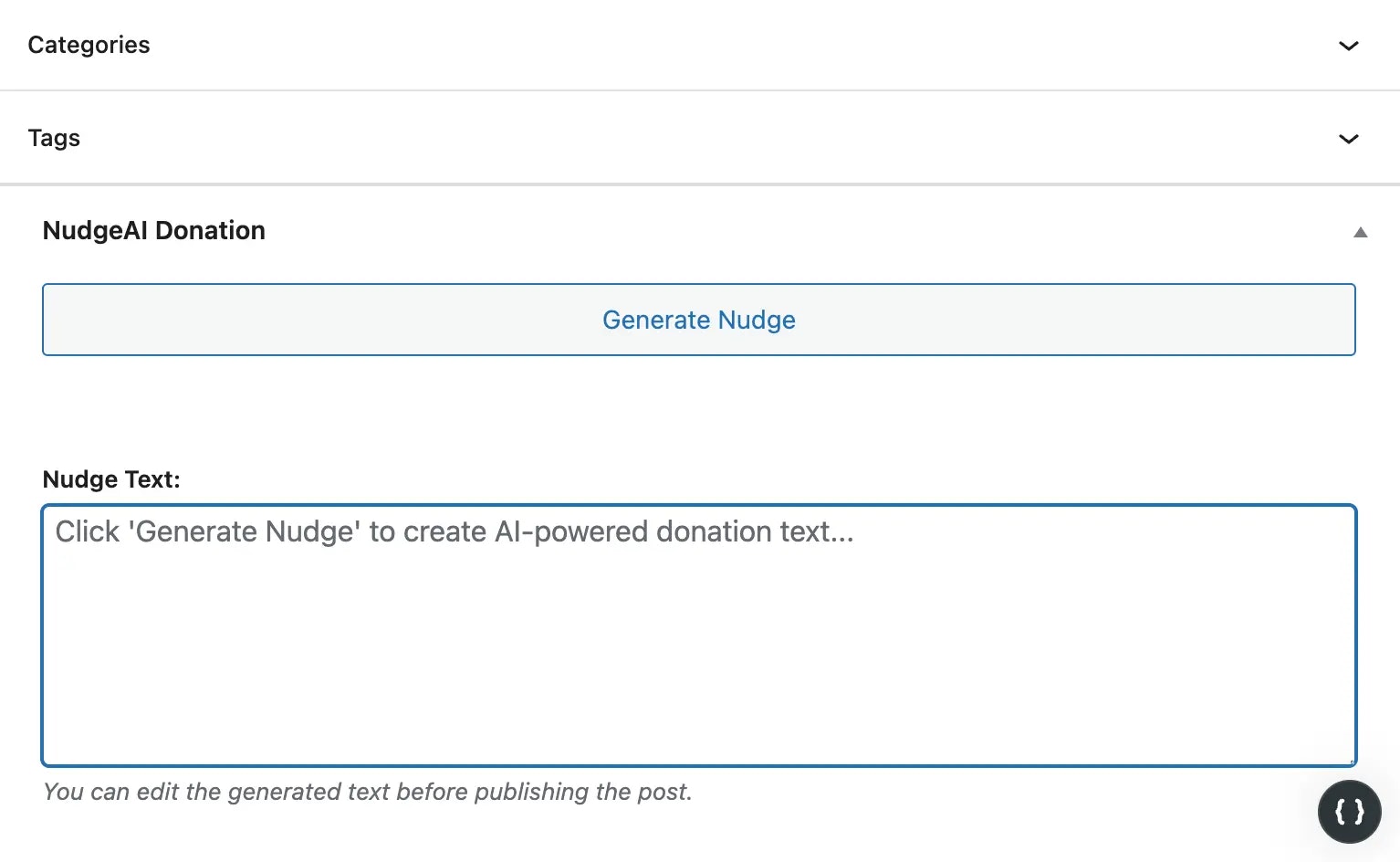 NudgeAI Donate - Main product screenshot demonstrating key features and user interface