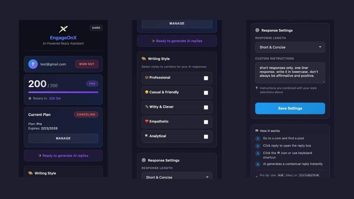 EngageOnX - Screenshot 2 showing product features and functionality