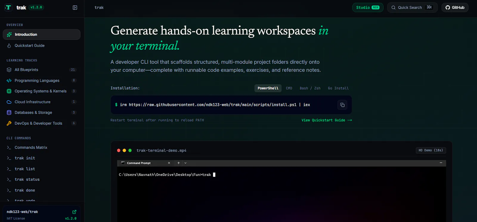 Trak CLI screenshot 3