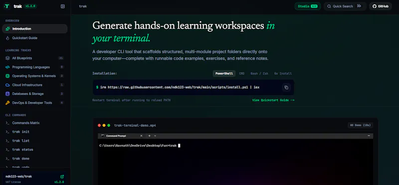 Trak CLI screenshot 3
