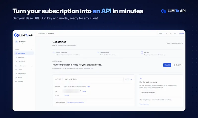 LLM To API screenshot 2