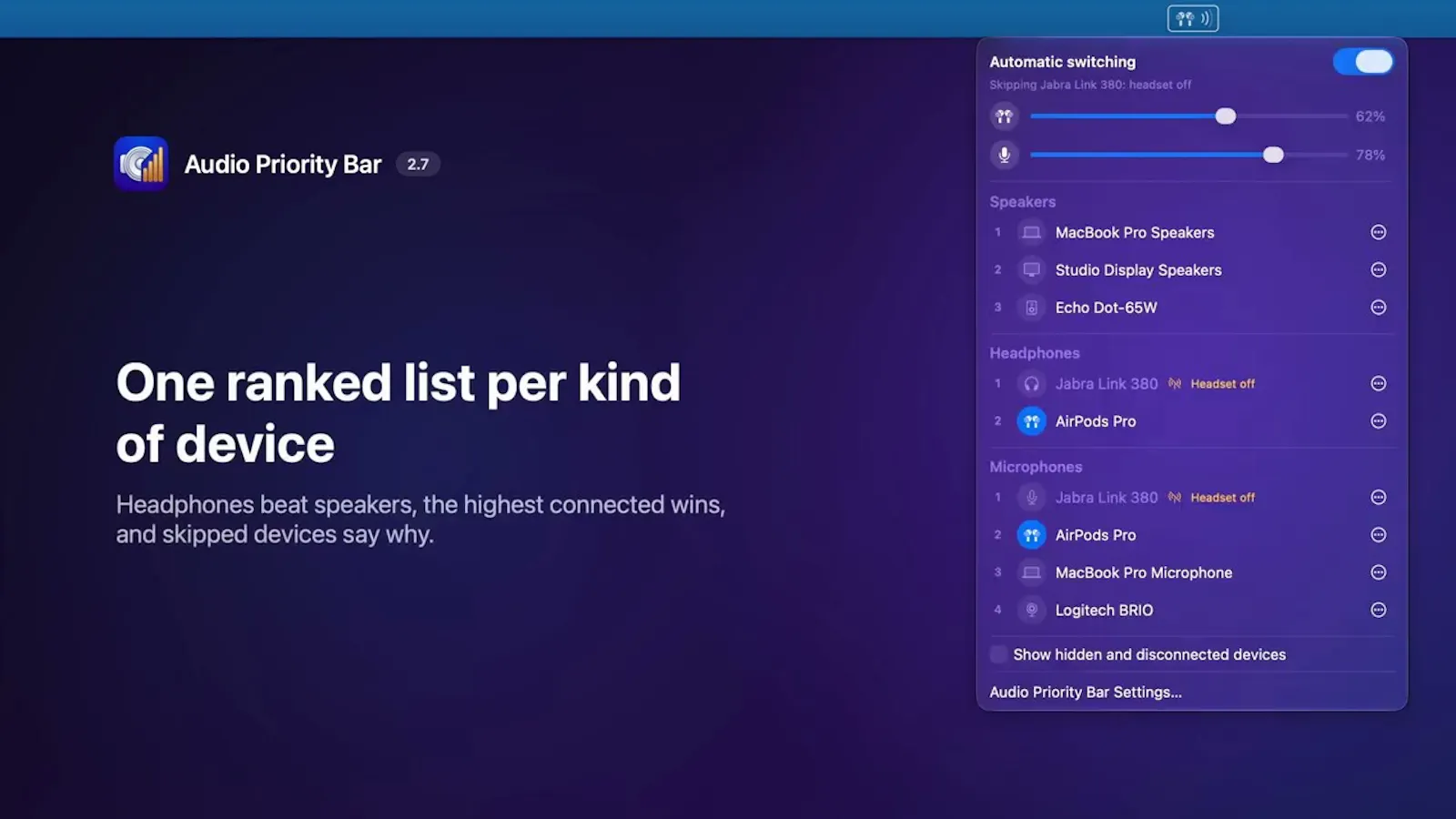 Audio Priority Bar screenshot 1 (video preview)