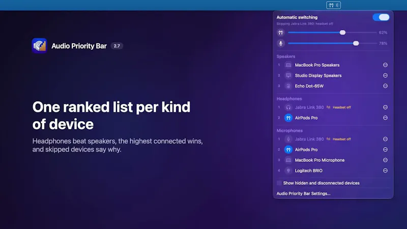 Audio Priority Bar screenshot 1 (video preview)